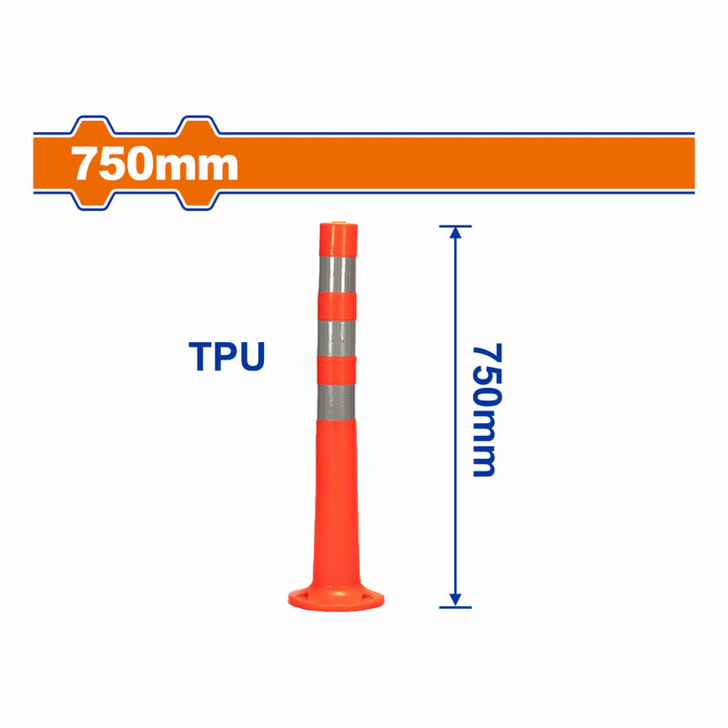 Poste Delineador de tráfico con cinta reflectiva 750mm. Poste de Señalización. Cono  naranja