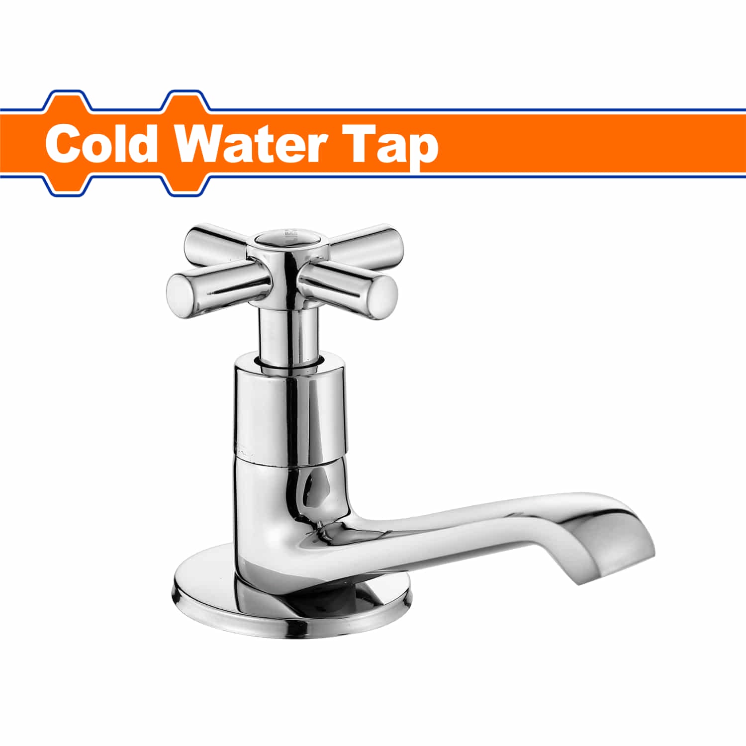 Llave para lavamanos individual maneral de cruceta. Latón y Acero Inoxidable. Ideal para agua fría. Llave de Grifo para lavabo.