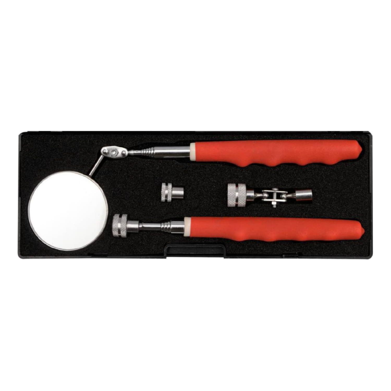 Recogedor Telescópico Y Espejo. Pick Up Tool. Pulido Espejo. Longitud: 160-520mm y 240-920Mm. Diámetro Del Espejo: 57Mm. Ajustable Automotriz. Set de 4 piezas.