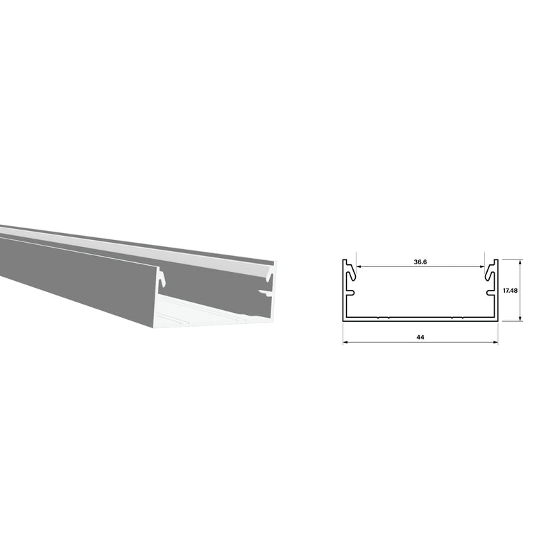 Perfil U sistema baranda Clip Aluminio 44 x 17.5 mm Long 5.85 m Funciona con Tubo U176 MILLS FINISH