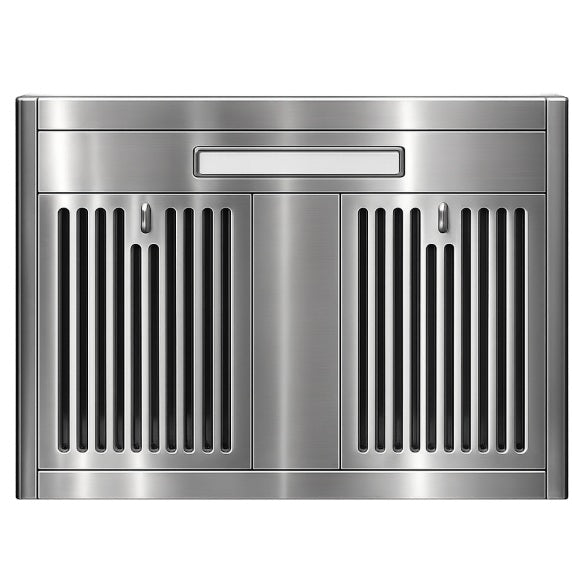 Campana Extractora SLIM Touchless 76 cm cuerpo Inoxidale satinado con frente de vidrio negro 80Watts Filtro Filtro deflector (Baffle) 110V