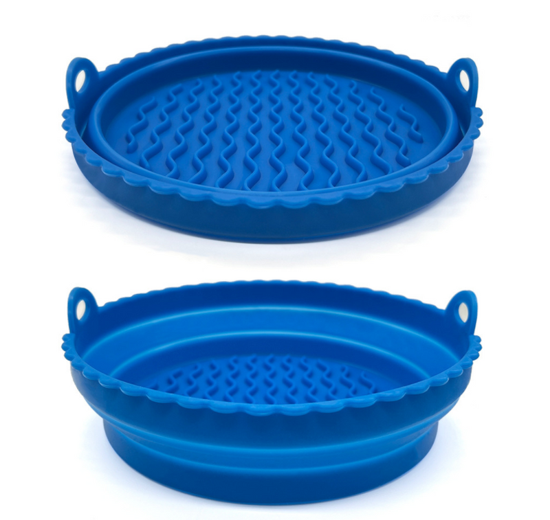 Olla de silicona para freidora de aire, 22cm de diámetro, color azul