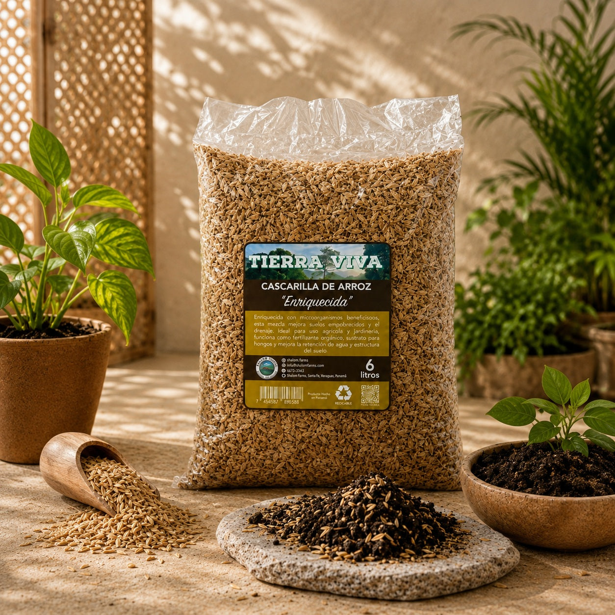 Cascarilla de Arroz Enriquecida “Activada con microorganismos de montaña “6 litros