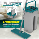 Trapeador Mop Plano de microfibra con Cubo Exprimidor.