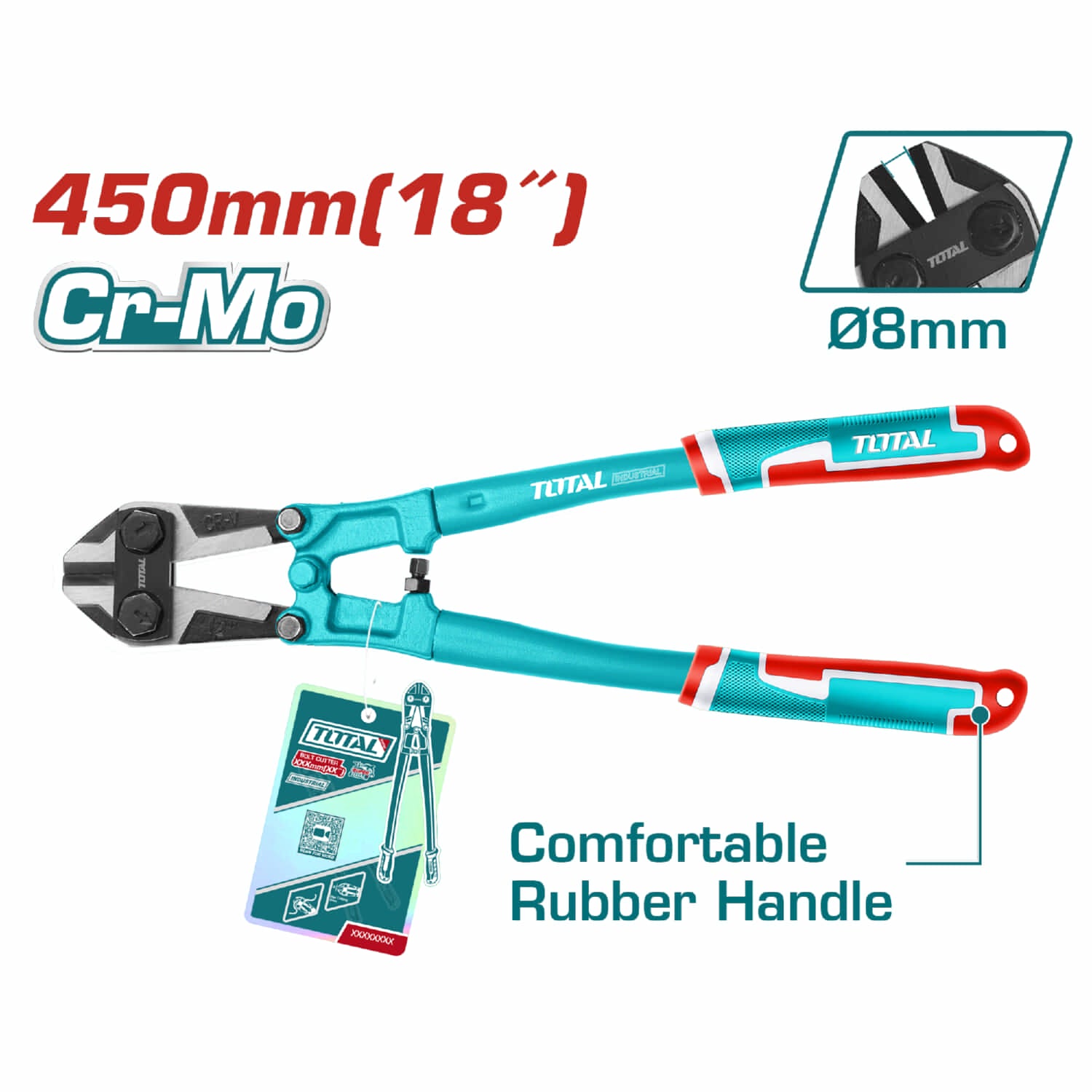 Cizalla 18" CR-V. Para cortar alambre y malla. Acabado pulido en color negro.