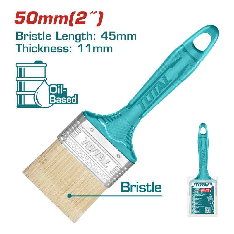 Brocha de 2" (50.8mm). Largo 45mm grueso del pelo 11mm. Mango de plástico.