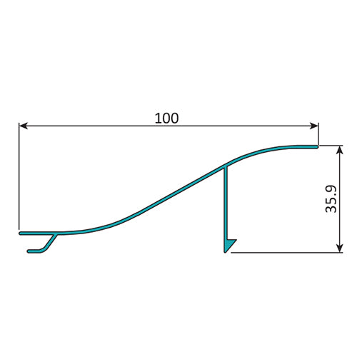 Lama de Louver en foma de Onda. Ancho 4" Espesor 1.0 mm. Largo 5.85 mts. Acabado Lacado Blanco.
