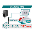 Cargador de taladro total 12V. 110V-120V~50 Hz-60Hz. Funciona con UTDLI228120 y UTDLI12325