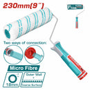 Rodillo de pintar de microfibra, medida 230mm (9"). Espesor 18mm. Diámetro 8mm.