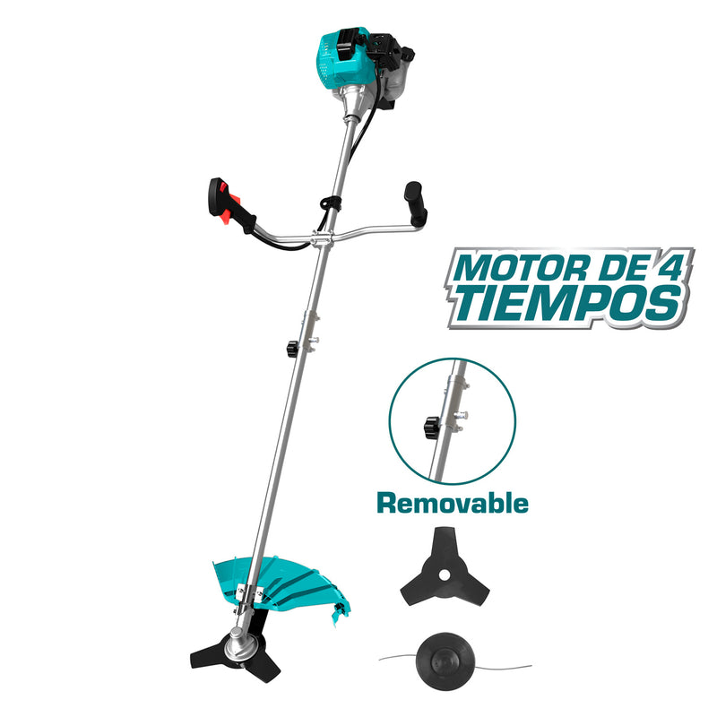 Desmalezadora grande. Motor 4 tiempos enfriado por aire a gasolina 0.7KW (1.1HP) 31cc. Desbrozadora.