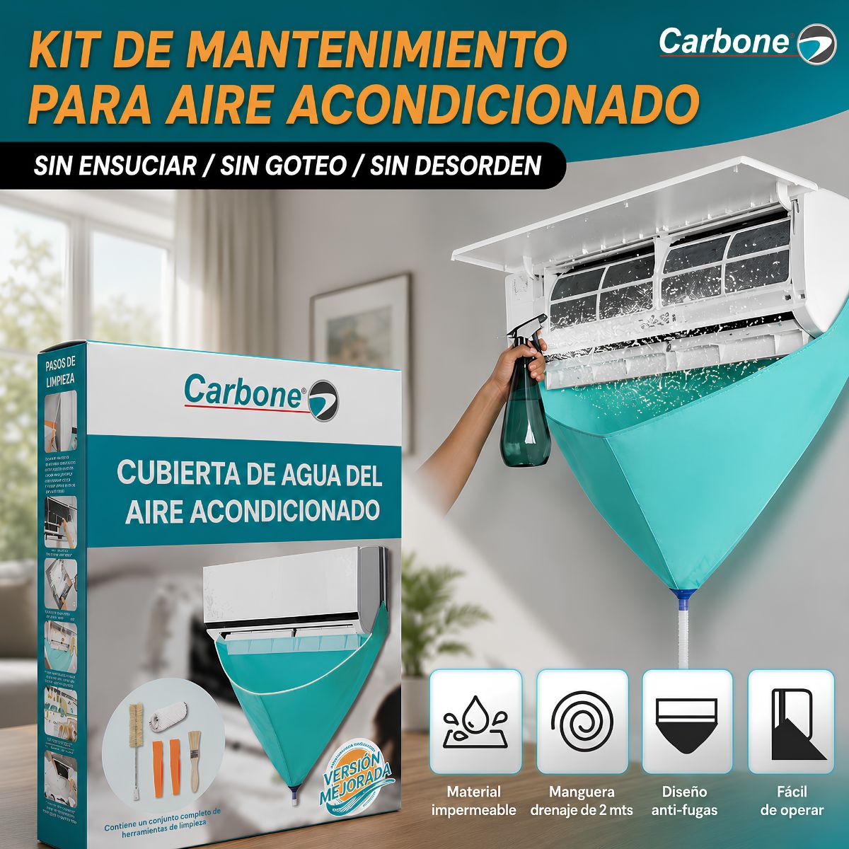Funda Kit de mantenimiento para lavar aire acondicionado de pared. (Set de 7 pcs)
