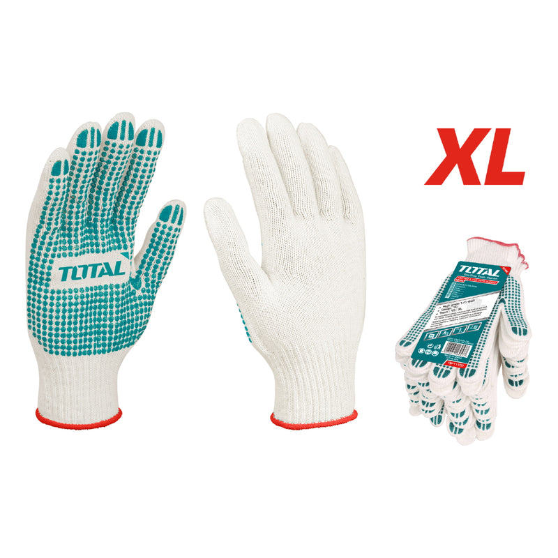 Guantes de puntos de PVC ( 12 Pares ) . Calibre 10. medida 10 (XL).