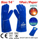 Guantes suaves para Soldar Talla 14". Cuero de vaca. Tejido en Kevlar. (Par) 330 g