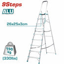 Escalera de Tijera Total 8 pies altura 9 peldaños. Resistencia 150 kg (330 lbs) Alta calidad/durable