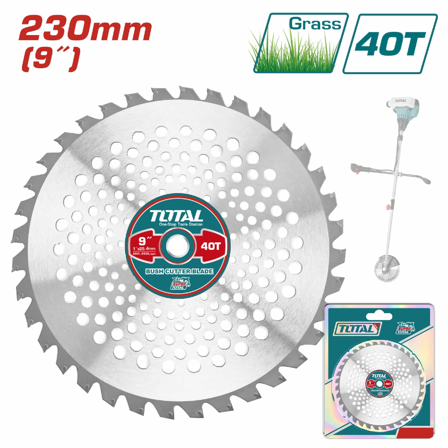 Disco de corte 230mm(9") de 40T dientes. Hollos 24.5 mm con un anillo reductor de 20 mm