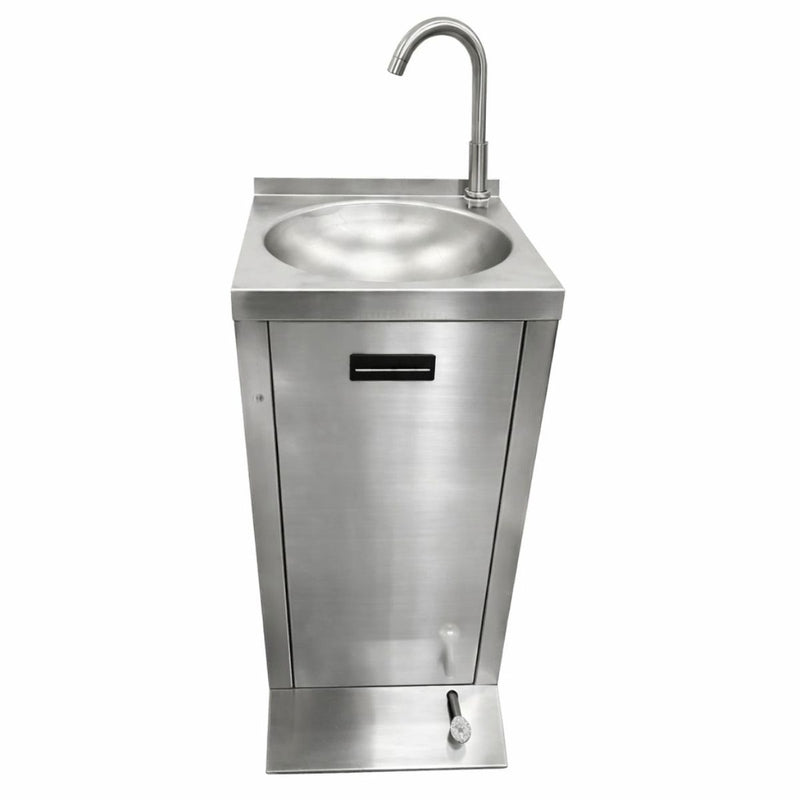 Fregador sanitario c/ pedal piso 400x400x850 mm tina redond 330 mm diametro. incluye griferia