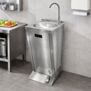 Fregador sanitario c/ pedal piso 400x400x850 mm tina redond 330 mm diametro. incluye griferia