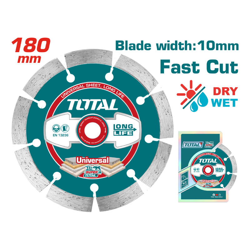 Disco de diamante 180(7")X22mm segmentado para corte en seco