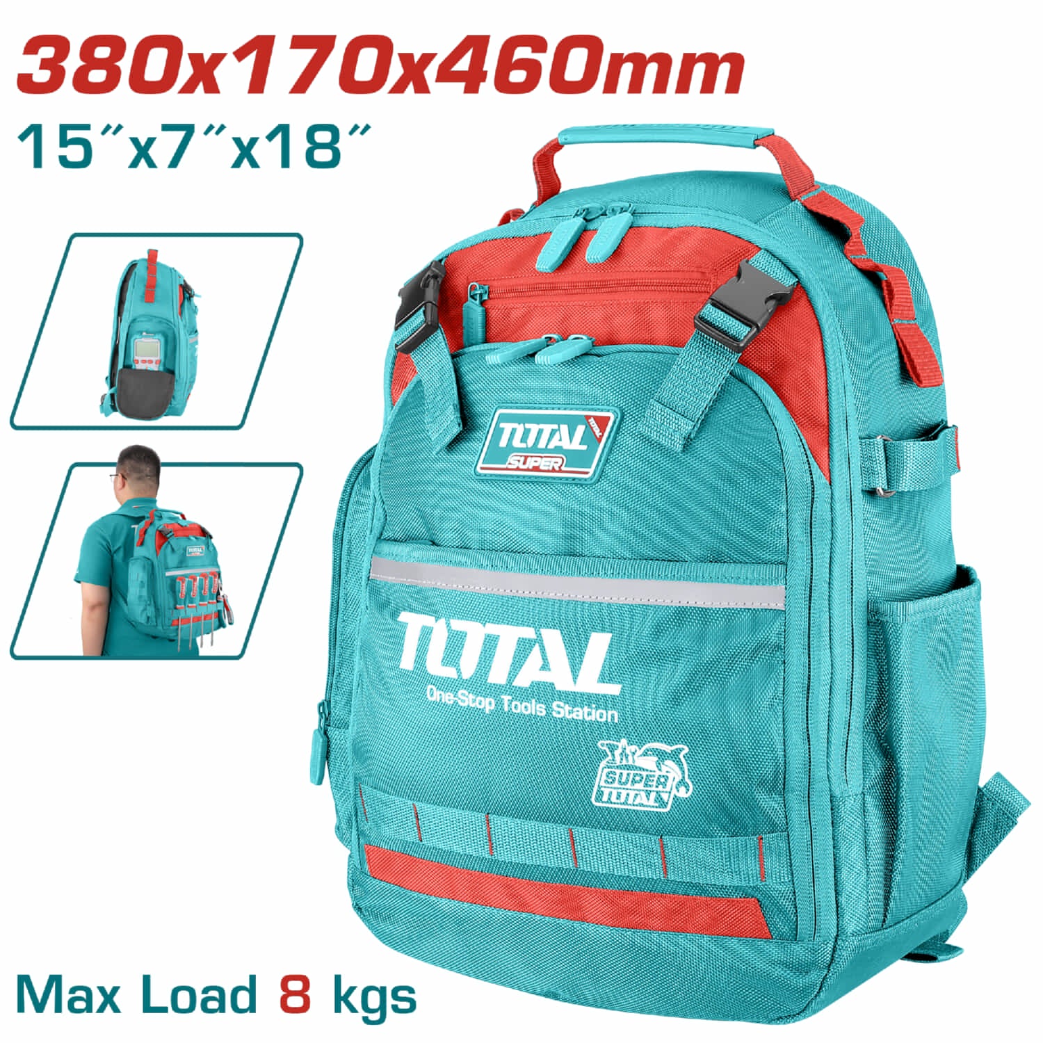 Mochila Bolso de Espalda para herramientas. 380x170x460mm. Carga máxima: 8kg Material: Poliéster Morral