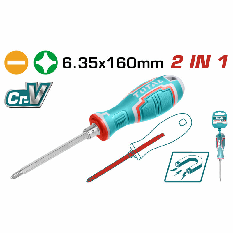Destornillador 2 en 1 160 mm largo 6.35X160MM,PH2