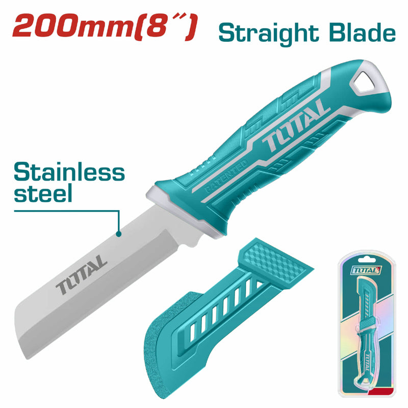 Cuchillo Pelacables Recto de 200 mm. De Acero Inoxidable. Con mango ergonomico de plastico.