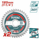Set de (2pcs) Sierras de corte TCT para madera 185 mm (7-1/4") 30T, Mandril de 20mm.