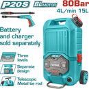 Hidrolavadora Alta Presión inalámbrica 40V. Tanque agua incluido No incluye batería ni cargador