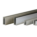 U-Channel Vidrio de 10 - 12 mm de Aluminio. Alto 40 mm. Largo de 3.5 m. Acabado Satinado