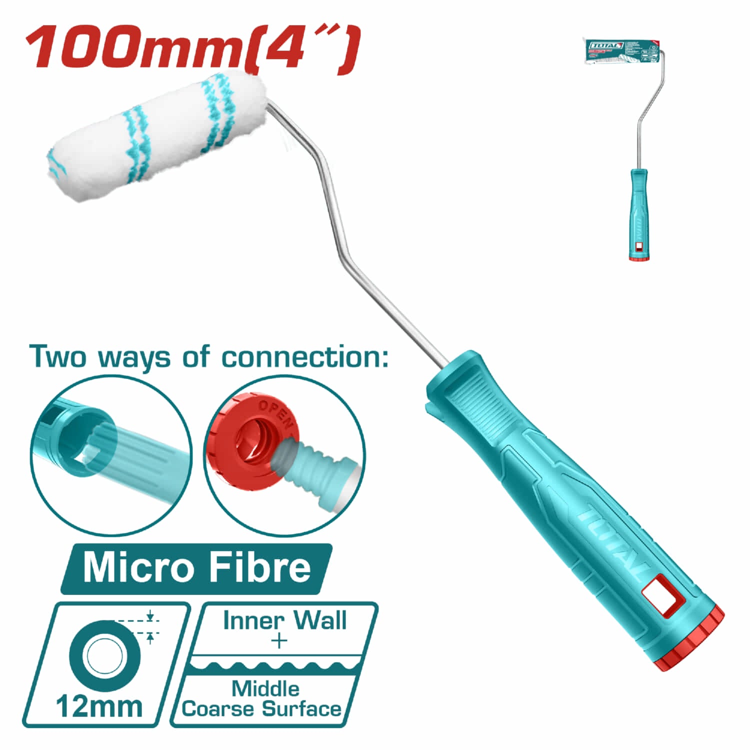 Rodillo chico para pintar. Medida 100mm/4". (Paredes internas)