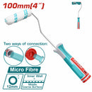 Mini rodillo de pintar de microfibra, medida 100mm (4"). Espesor 12mm. Diámetro 6mm.