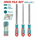 Set de 3 limas  para madera. Plana , redonda y media caña. Largo 8"mm. Acero T12.