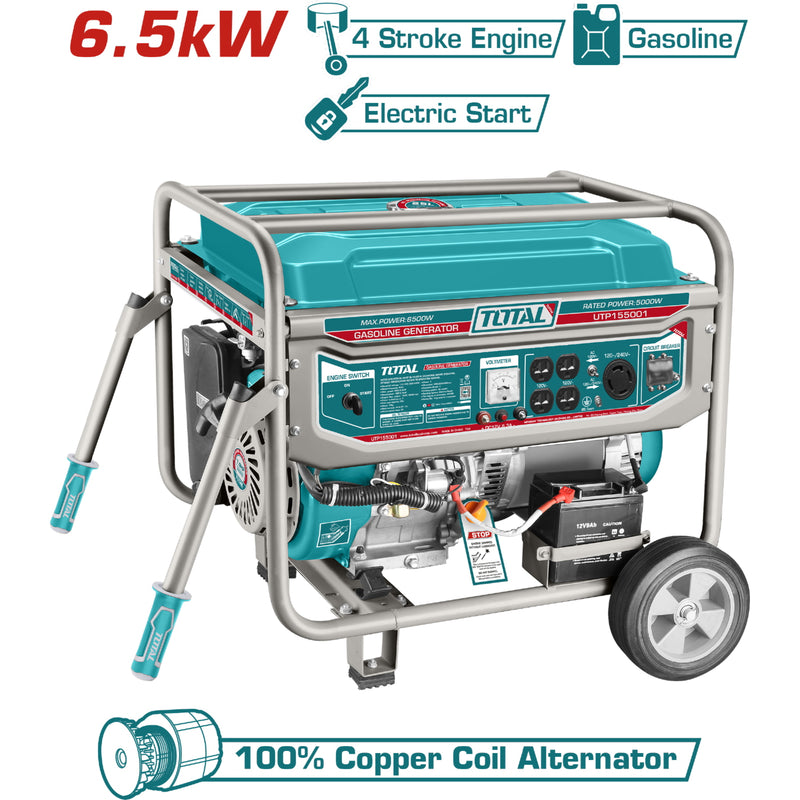 Generador a Gasolina, Voltaje de 110-120/220-240, 60Hz de Frecuencia, Potencia Max. 6500W