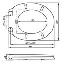 Asiento De Inodoro PP-D. Tapa Blanca de Cierre Suave. Se adapta a la mayoría de los sanitarios.