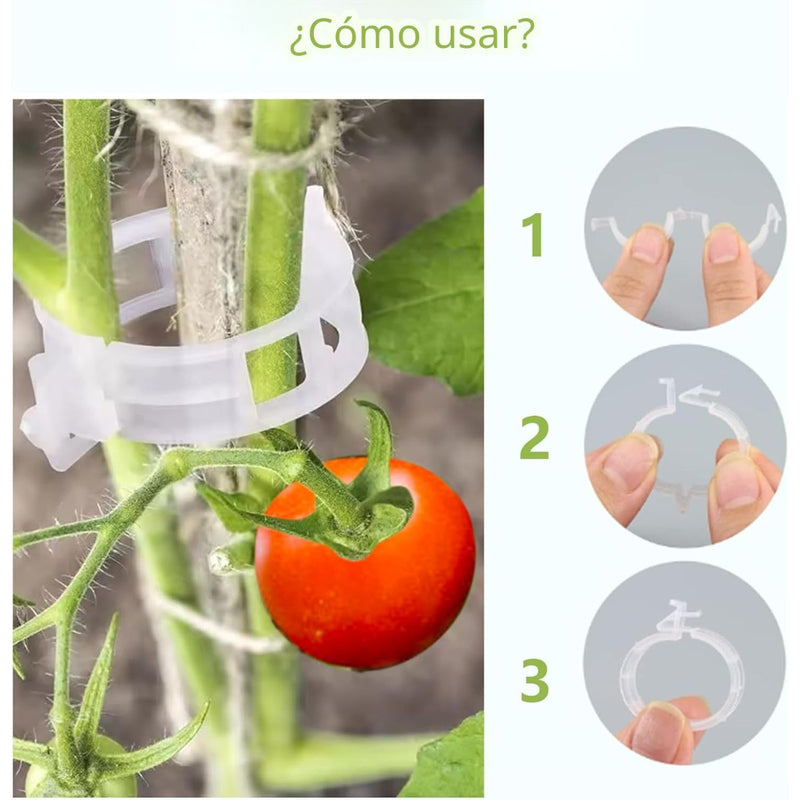 Clips de Jardinería. Sujetadores para Plantas (Set de 50 piezas) Ganchos de Soporte 1.18” Reutilizables. Ideales para jardines y cultivos.