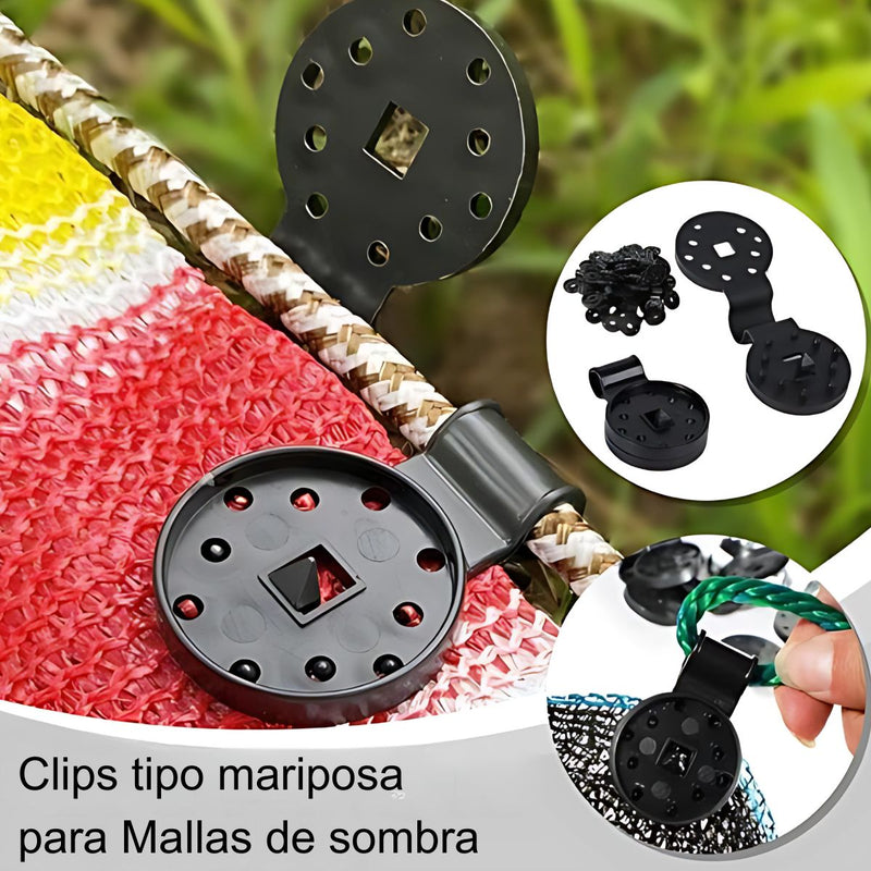 Clips Tipo Mariposa para Malla Sombra y Mallas Raschel. Broches sujetadores. Reutilizables. (Pack de 50 pzs)