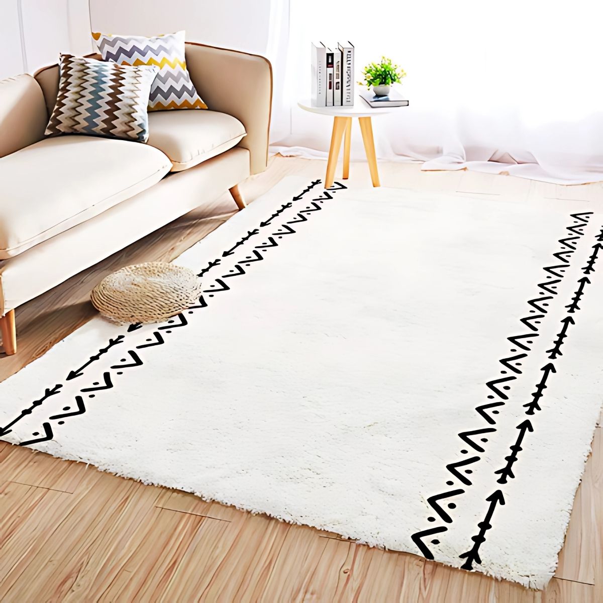 Alfombra Boho Decorativa. Tapete Tipo Bohemio Suave Para Sala, Dormitorios, Estudio. Antideslizante. 160x230 cm.