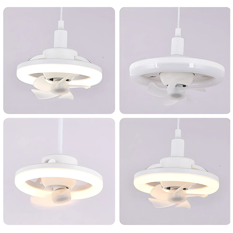 Lámpara De Techo Ventilador 360° Giratoria. Luz LED Regulable. Abanico Silencioso. Socket E27. A Control Remoto. 110V.