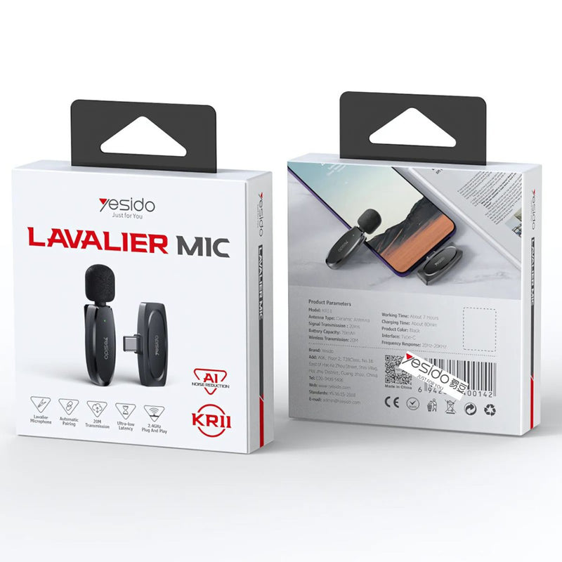 Micrófono Inalámbrico Lavalier USB Tipo C. Ideal para Grabaciones, Streaming y Entrevistas. Alcance 20M y Cancelación de Ruido.