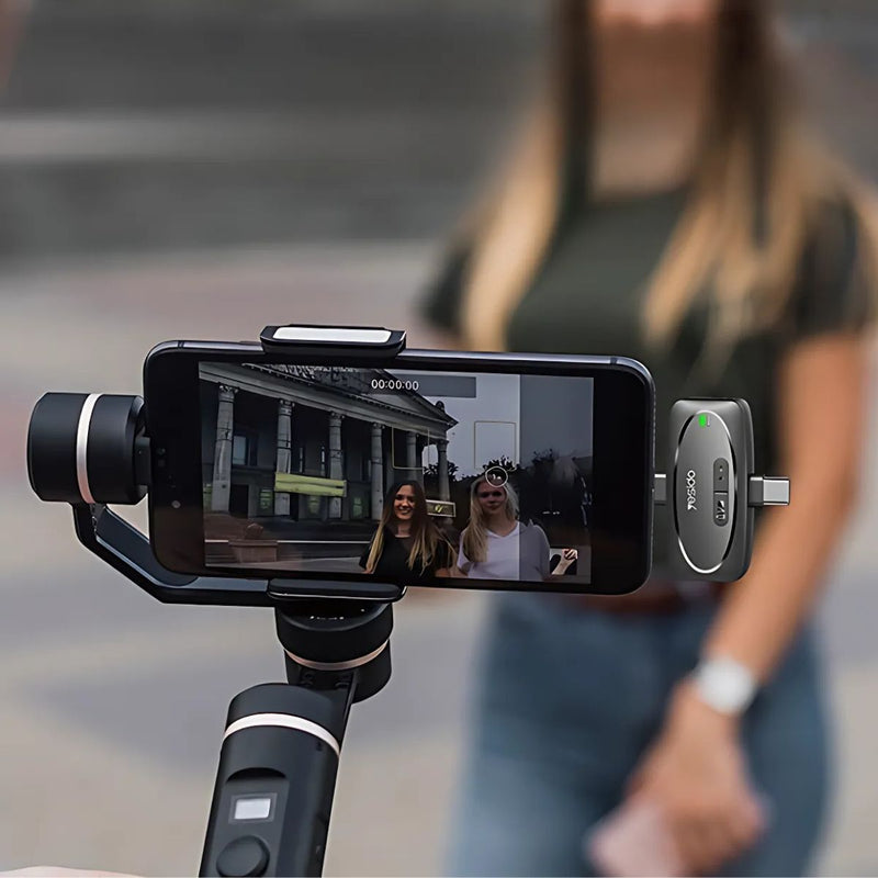 Micrófono Inalámbrico Lavalier Doble Conexión USB-C y Lightning. 50M de Alcance. Grabación Profesional para Video y Streaming.