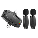 Micrófono Inalámbrico Lavalier Doble Conexión USB-C y Lightning. 50M de Alcance. Grabación Profesional para Video y Streaming.