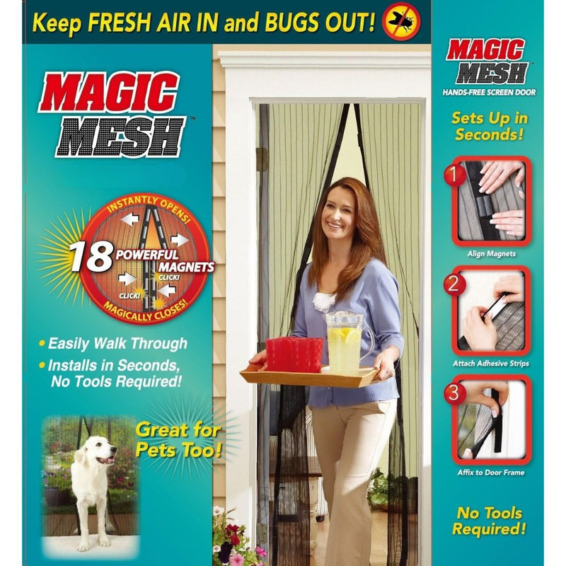 Cortina Mosquitera Magnética Multiuso Color Negro Para Puertas. Fácil De Instalar. Tamaño 100X190cm. Malla Antimosquito.