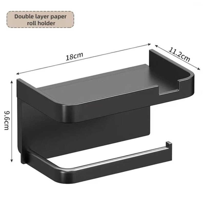 Portarrollos de Papel Higiénico con Bandeja soporte para celular. Color gris.