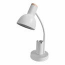 Lámpara de Escritorio Blanca para lectura 1XE27 150x120x400mm Estilo Minimalista e Industrial en Metal y Madera. Brazo ajustable. Lámpara de Mesa.