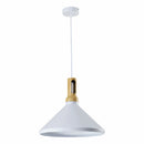 Lámpara Colgante Blanca Estilo Nórdico 1XE27 Estilo Moderno, Metal y Madera 350x100x1200mm Iluminación Ideal para Comedor, Cocina y Salas de Estar. Lámpara Colgante de Techo Estilo Minimalista.