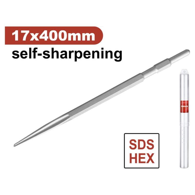 Cincel Punta Autoafilable SDS HEX Punta afilada 17x400mm