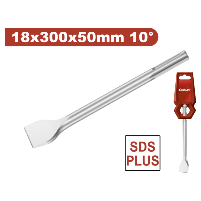 Cincel SDS Plus 18x300x50mm 10° Punta plana para azulejos