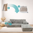 Sofá Seccional en L empacado al vacio Memory Foam de alta densidad 175X92X82cm+170X93X82cm Color Light gray