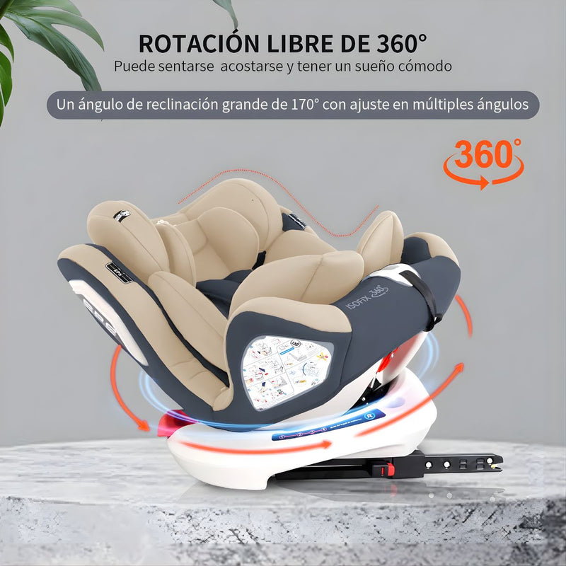 Silla de Auto para Bebé 360° Reclinable hasta 170°. Asiento de Seguridad Infantil Convertible de 0 a 12 Años.