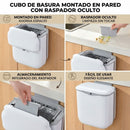 Basurero Plegable (9L) para Cocina. Bote de Basura Montado en Pared o Gabinete. Tinaco con Tapa de Doble Apertura. Papelera.