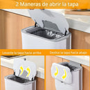 Basurero Plegable (9L) para Cocina. Bote de Basura Montado en Pared o Gabinete. Tinaco con Tapa de Doble Apertura. Papelera.